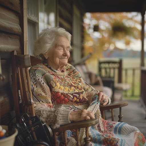 elderly woman relaxing stockcake